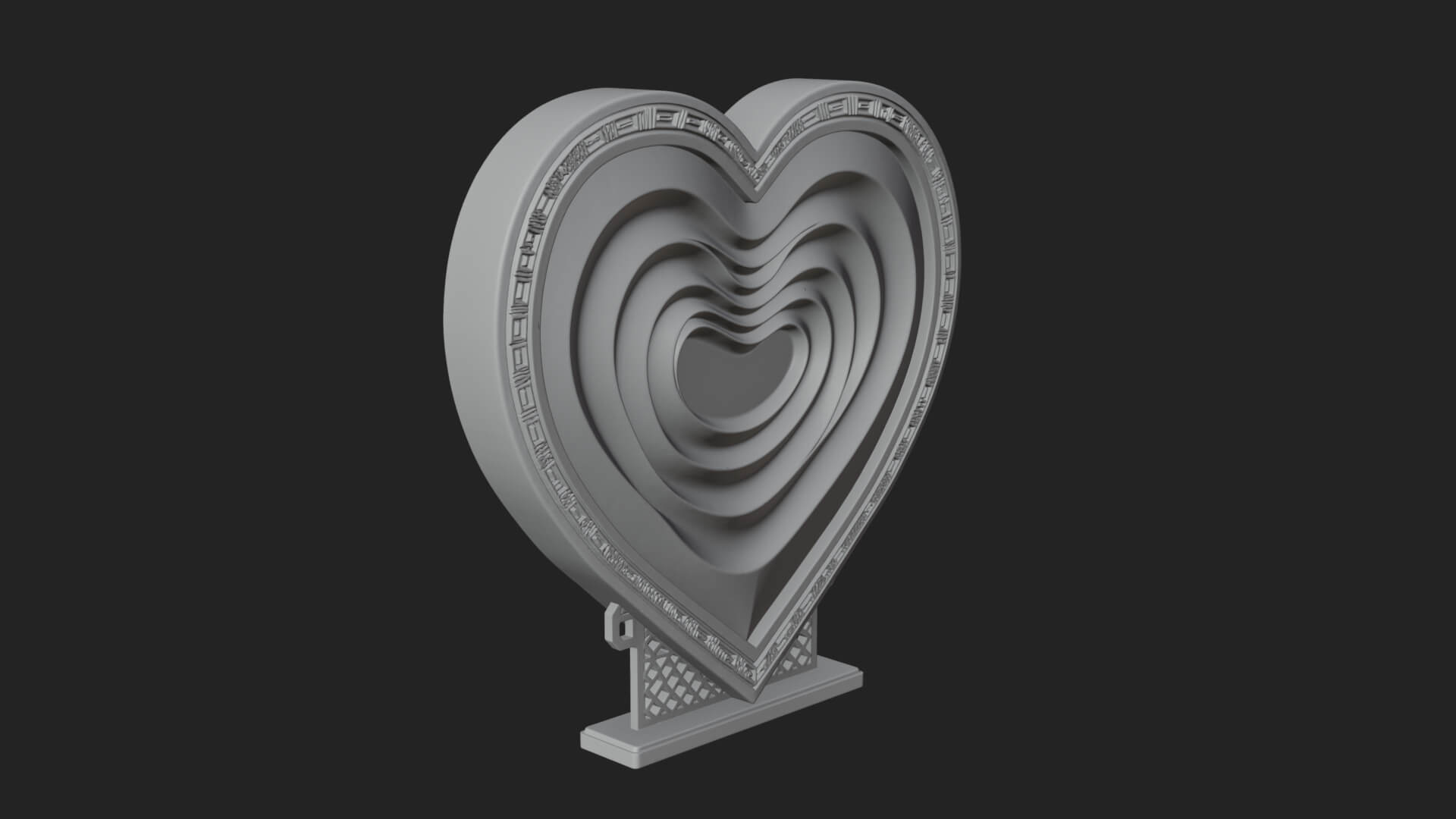 Ornate Framed Heart Plaque Design 246 3D Print Model 3D Model