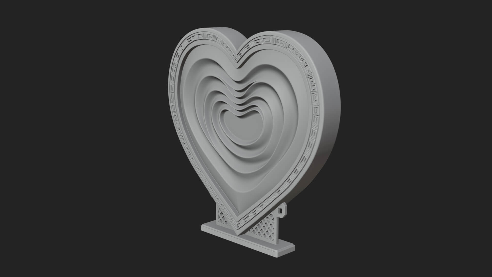 Ornate Framed Heart Plaque Design 246 3D Print Model 3D Model