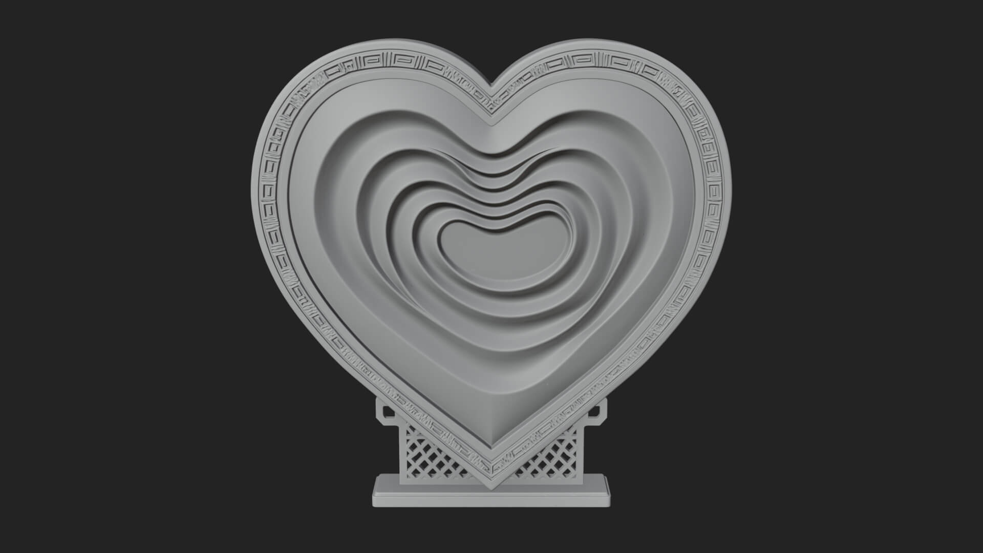 Ornate Framed Heart Plaque Design 246 3D Print Model 3D Model