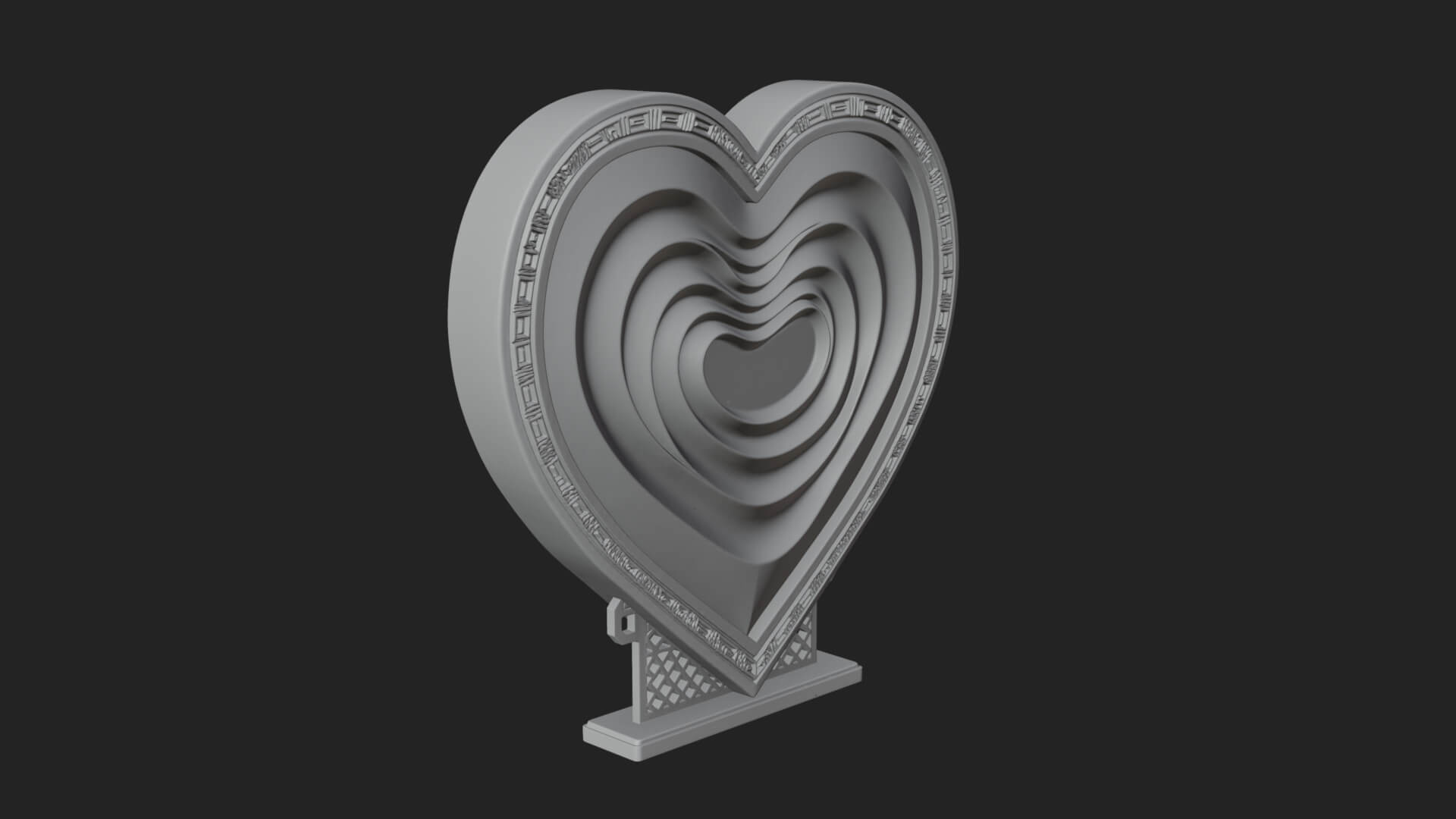 Ornate Framed Heart Plaque Design 246 3D Print Model 3D Model