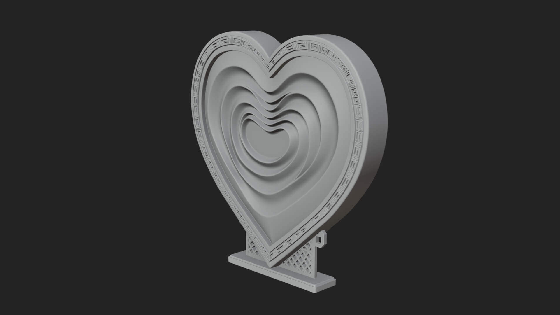 Ornate Framed Heart Plaque Design 246 3D Print Model 3D Model