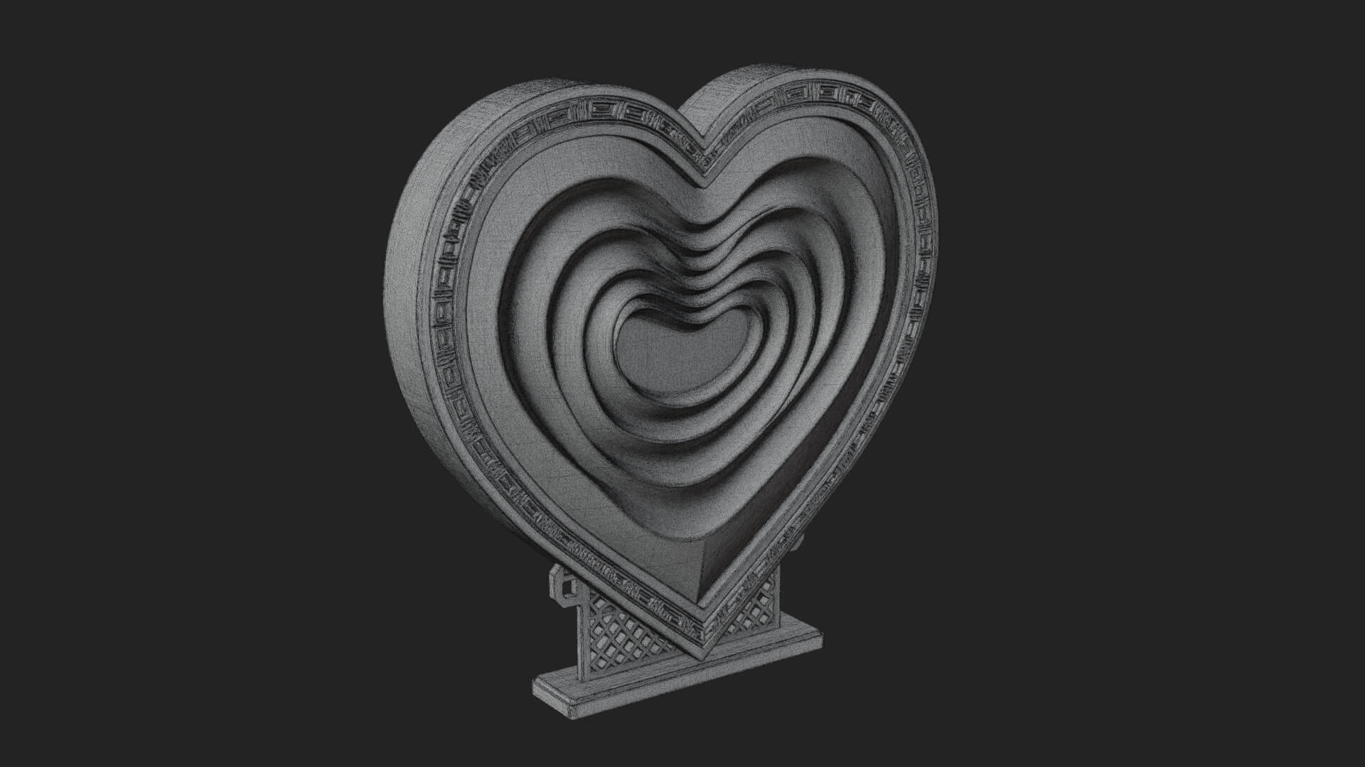 Ornate Framed Heart Plaque Design 246 3D Print Model 3D Model
