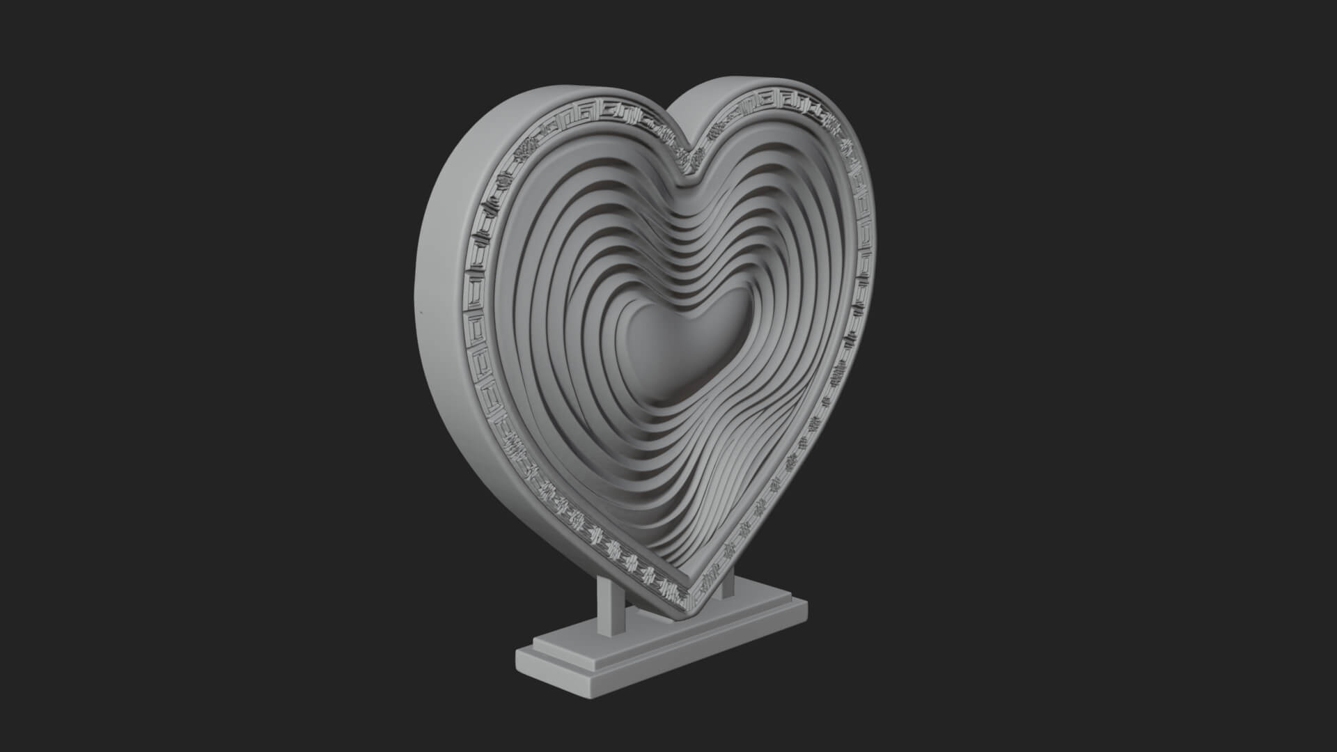 Ornate Framed Heart Plaque Design 247 3D Print Model 3D Model
