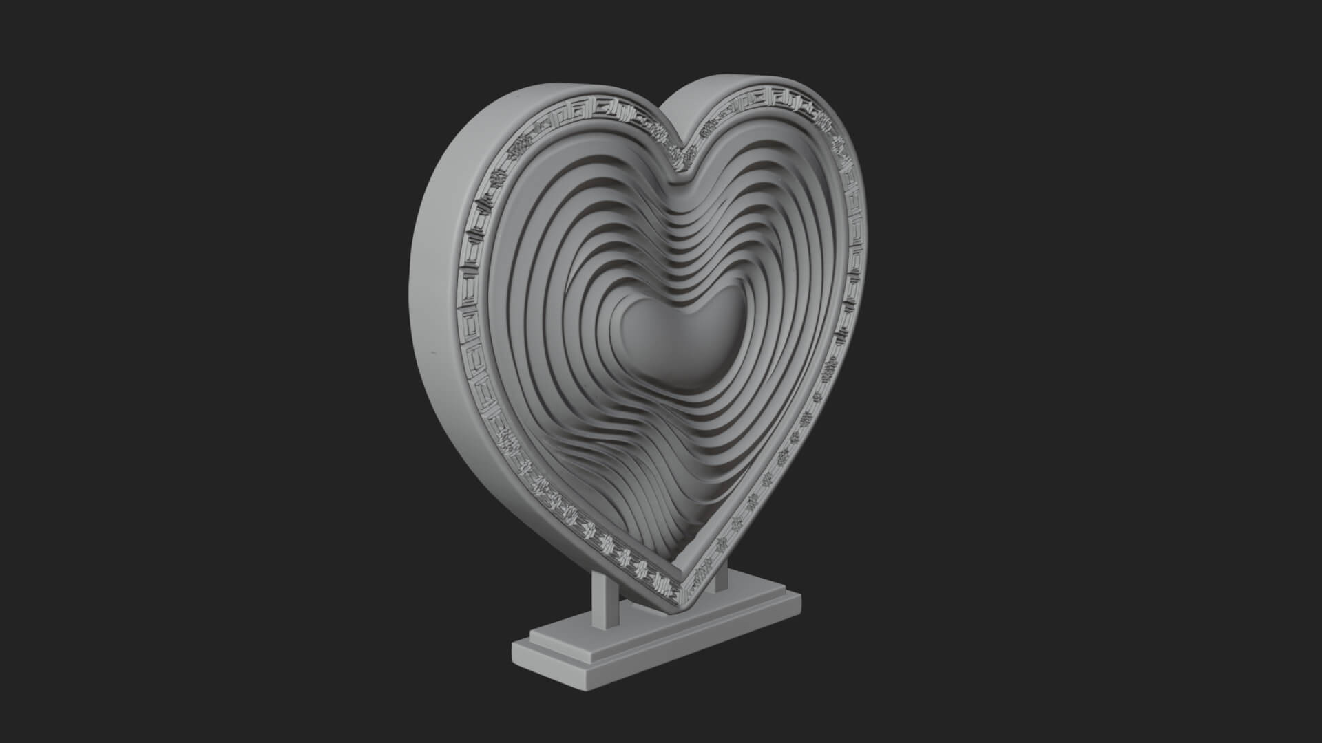 Ornate Framed Heart Plaque Design 247 3D Print Model 3D Model