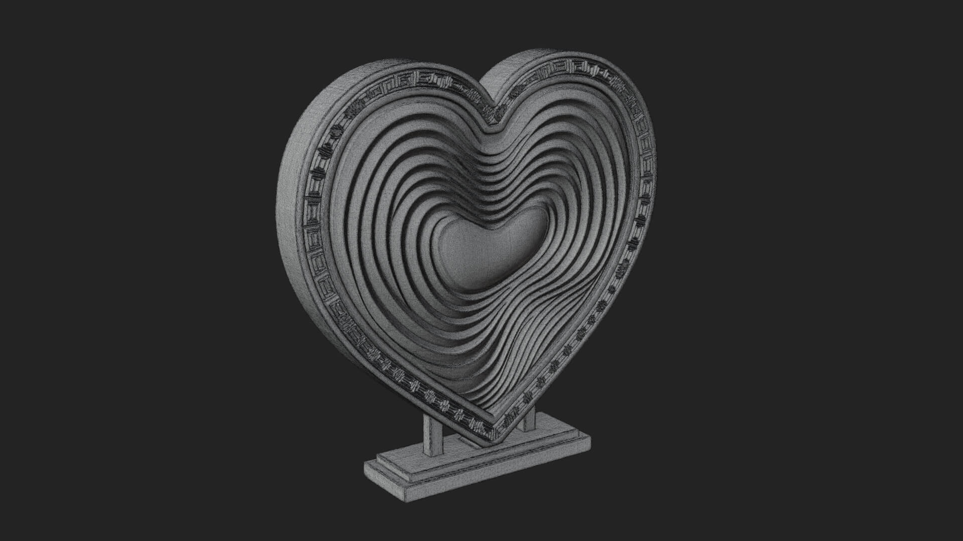 Ornate Framed Heart Plaque Design 247 3D Print Model 3D Model