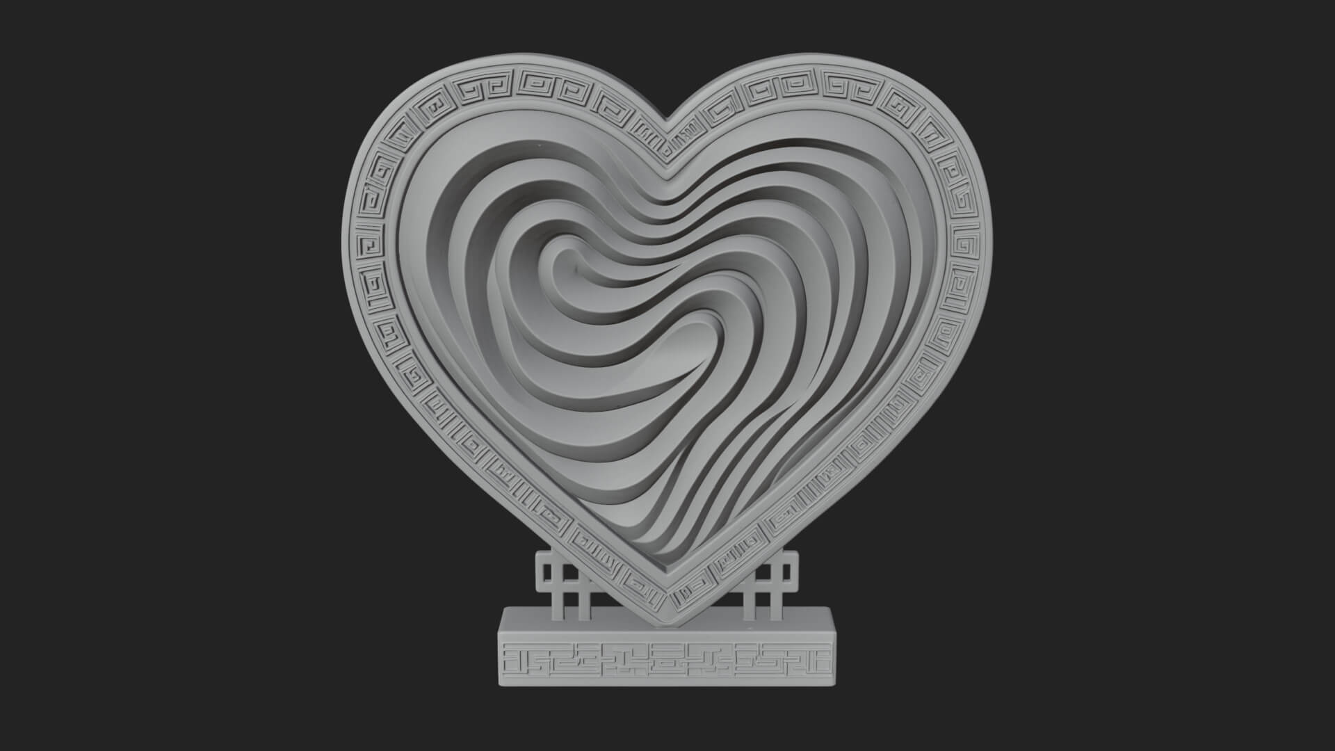 Ornate Framed Heart Plaque Design 248 3D Print Model 3D Model