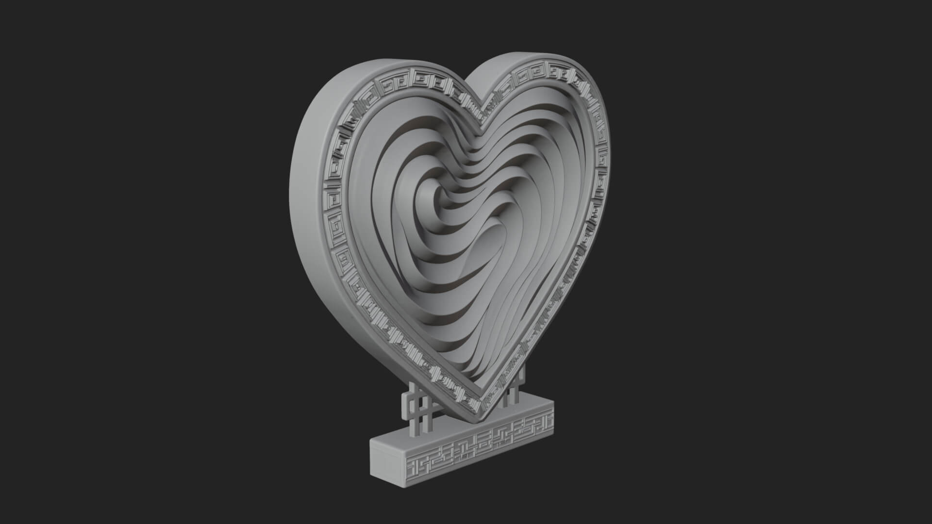 Ornate Framed Heart Plaque Design 248 3D Print Model 3D Model