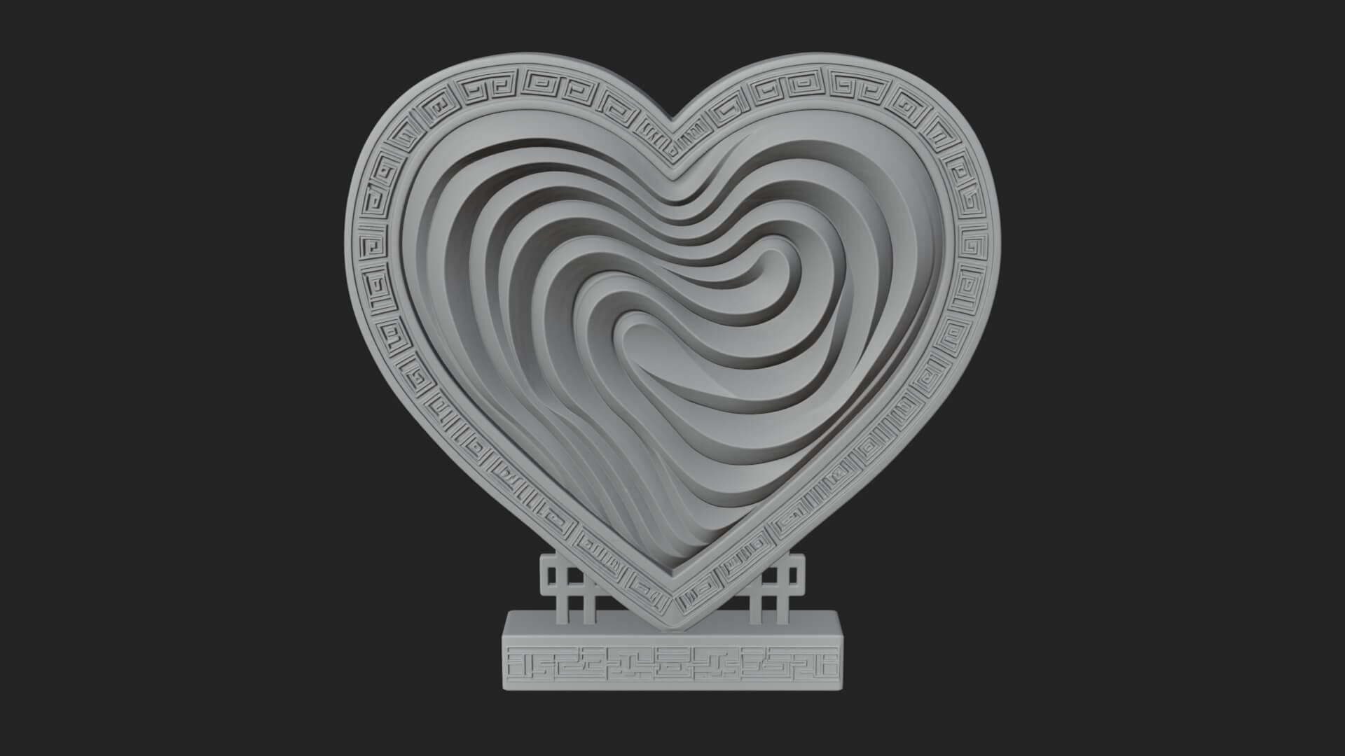 Ornate Framed Heart Plaque Design 248 3D Print Model 3D Model