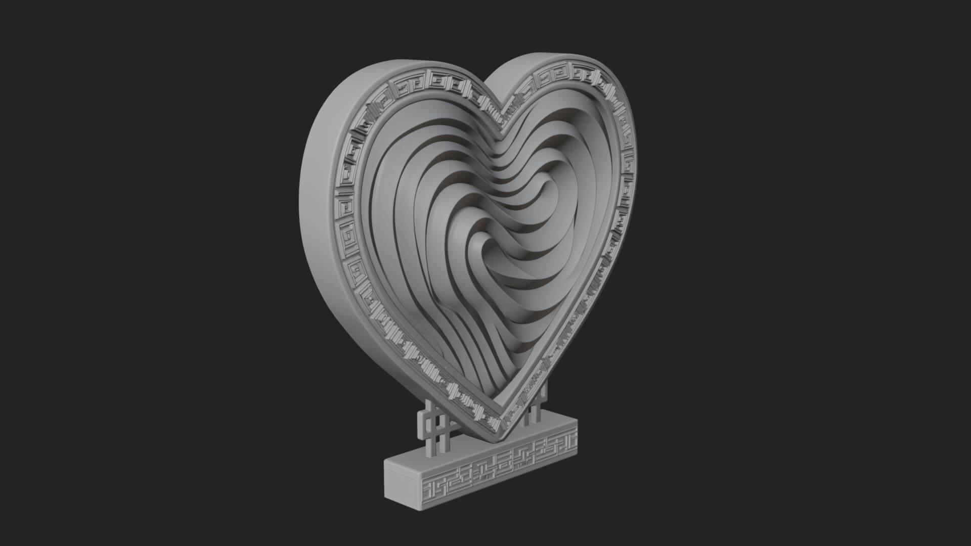 Ornate Framed Heart Plaque Design 248 3D Print Model 3D Model