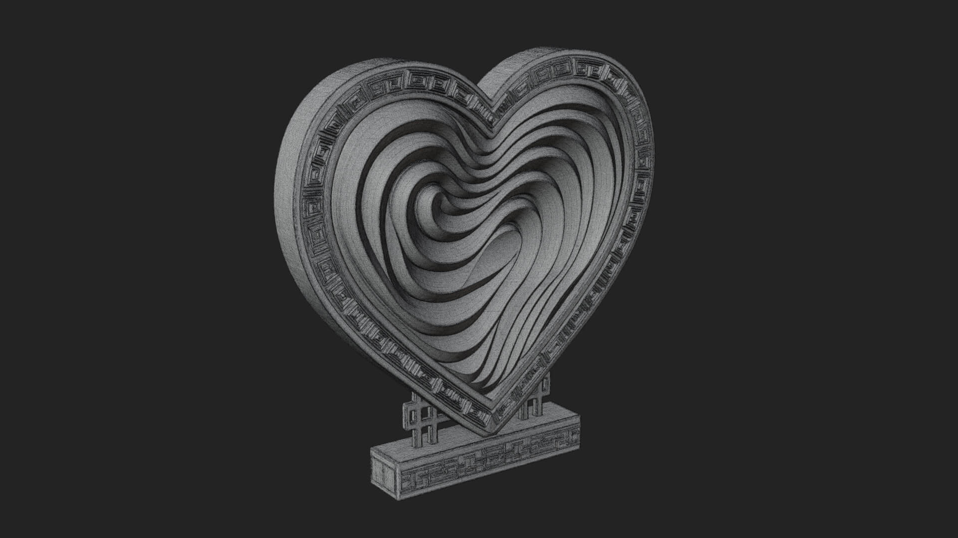 Ornate Framed Heart Plaque Design 248 3D Print Model 3D Model