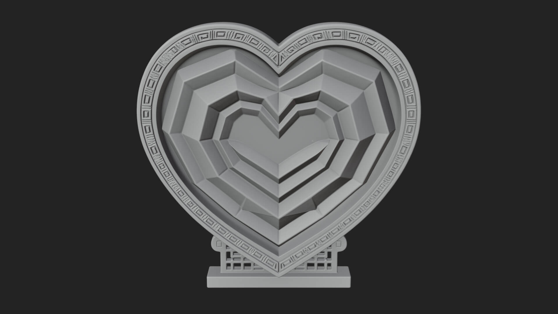 Ornate Framed Heart Plaque Design 249 3D Print Model 3D Model