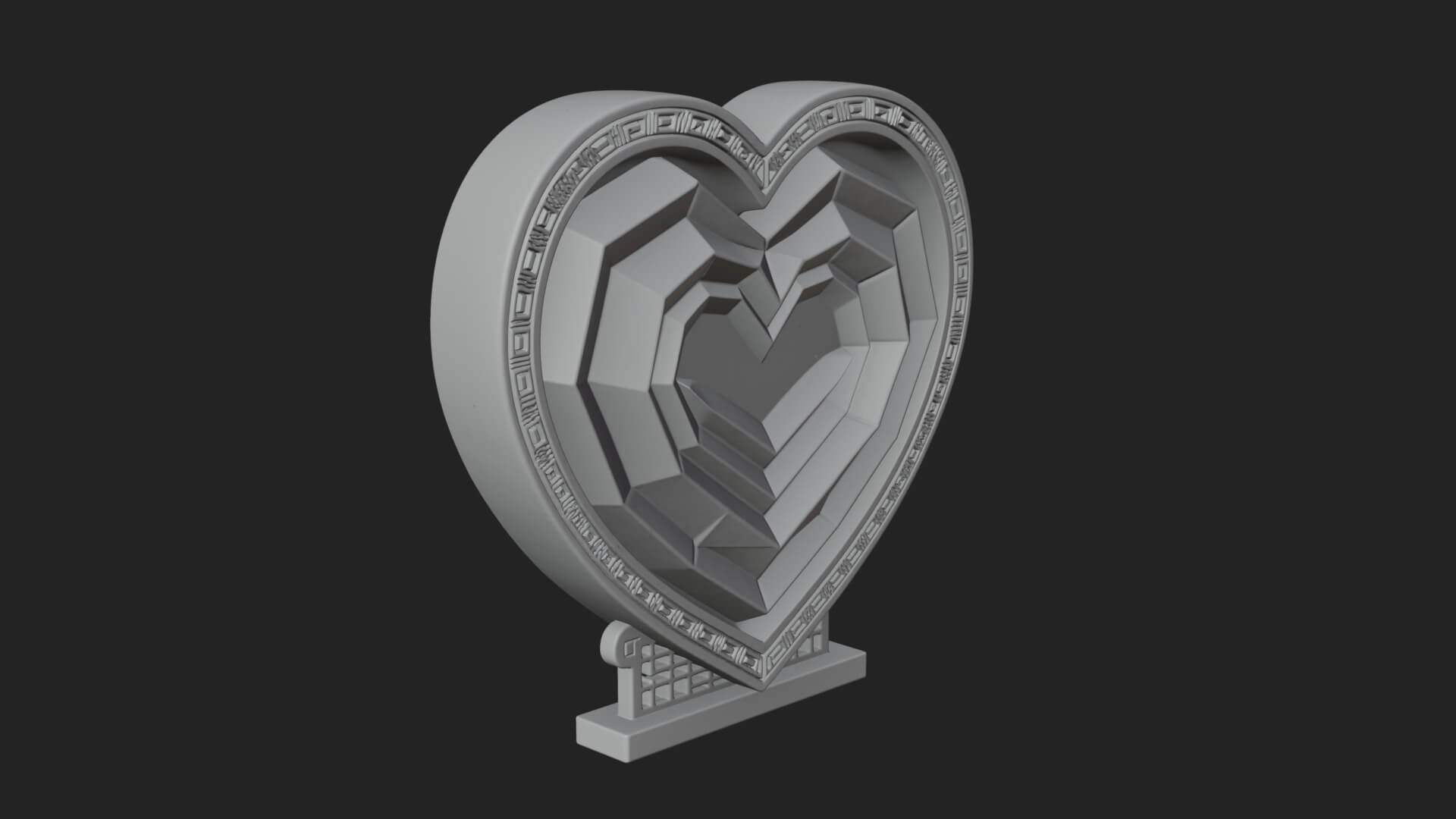 Ornate Framed Heart Plaque Design 249 3D Print Model 3D Model