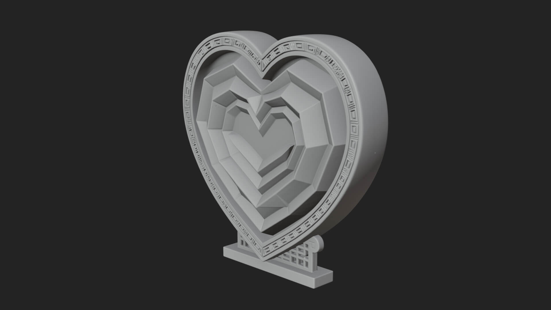 Ornate Framed Heart Plaque Design 249 3D Print Model 3D Model