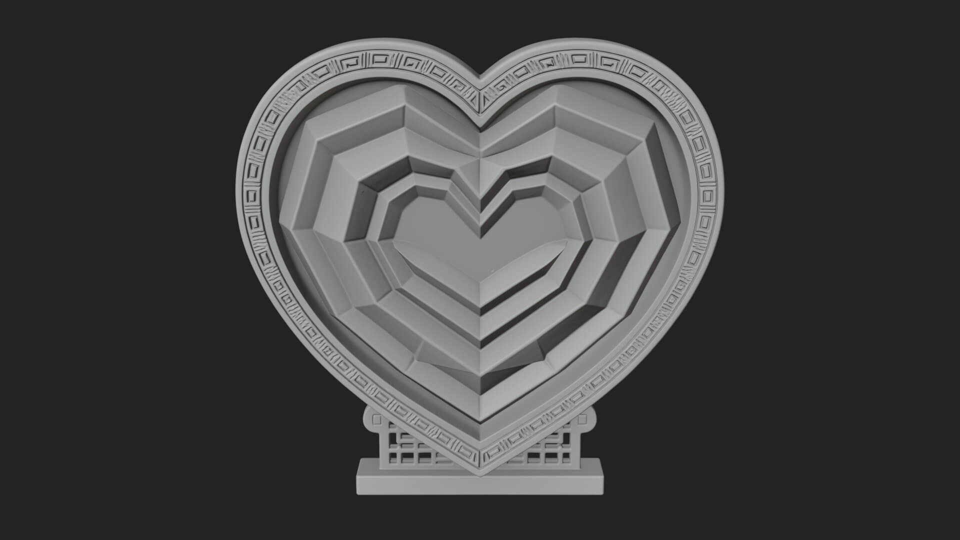 Ornate Framed Heart Plaque Design 249 3D Print Model 3D Model