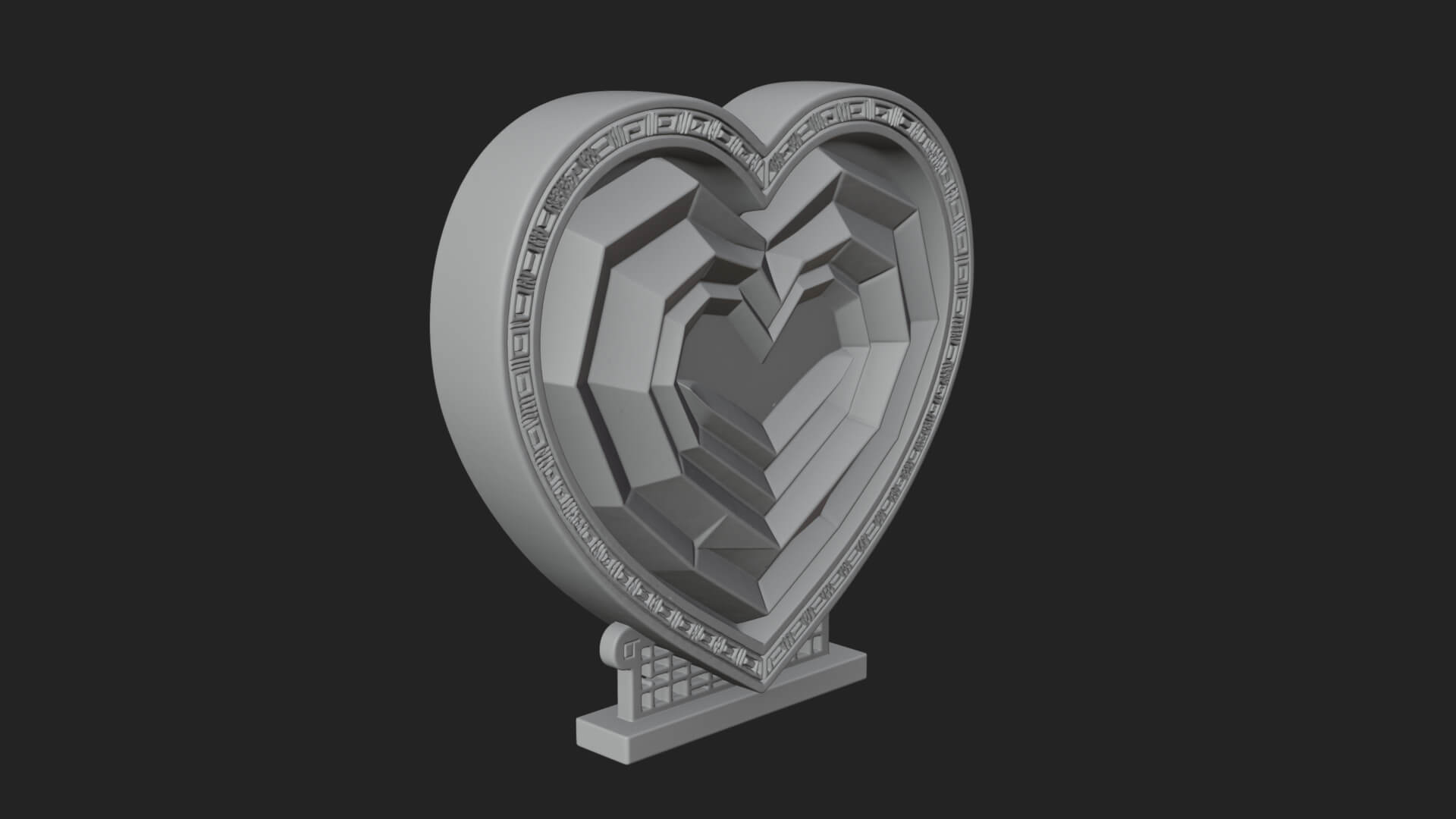 Ornate Framed Heart Plaque Design 249 3D Print Model 3D Model