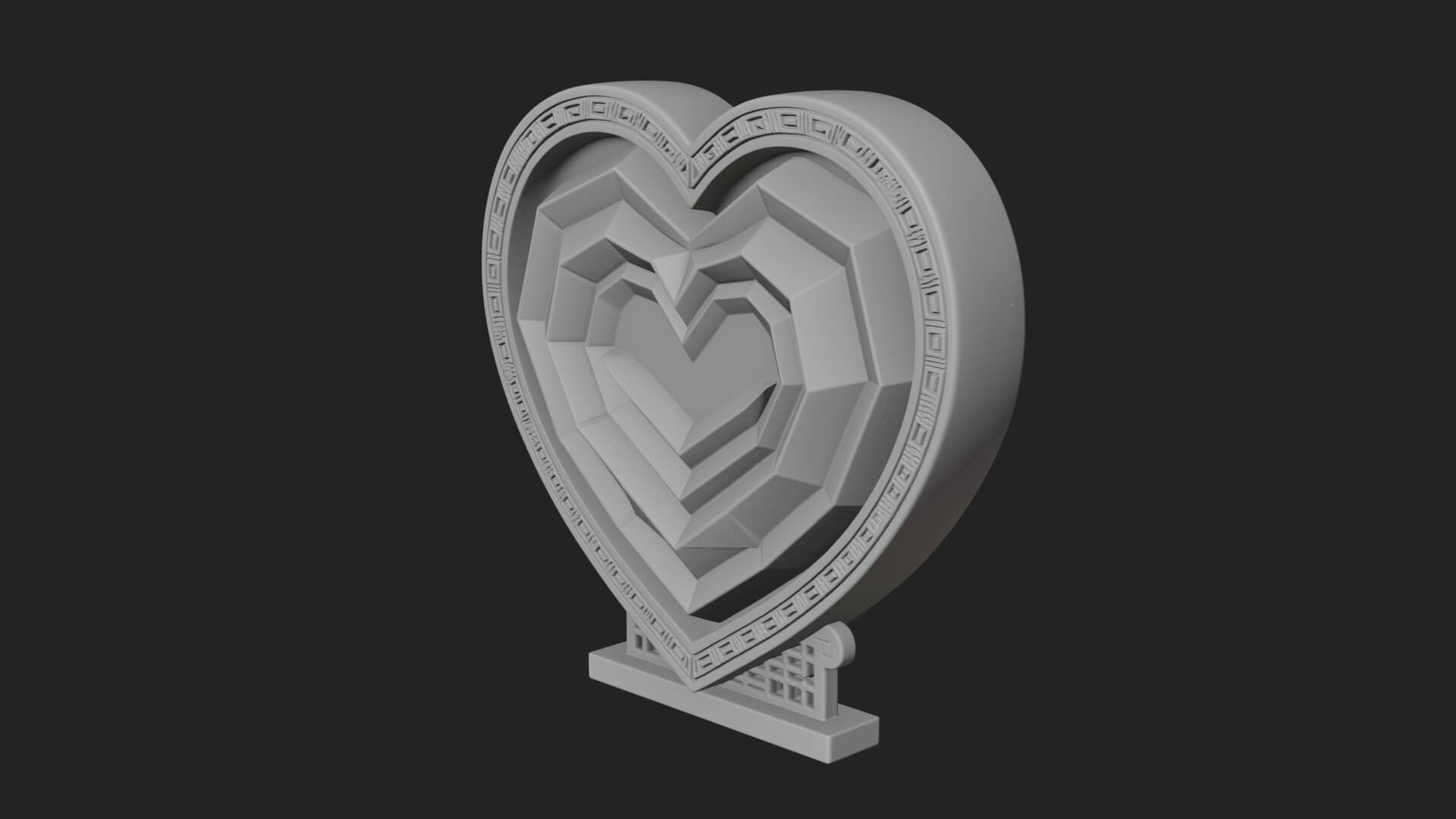 Ornate Framed Heart Plaque Design 249 3D Print Model 3D Model