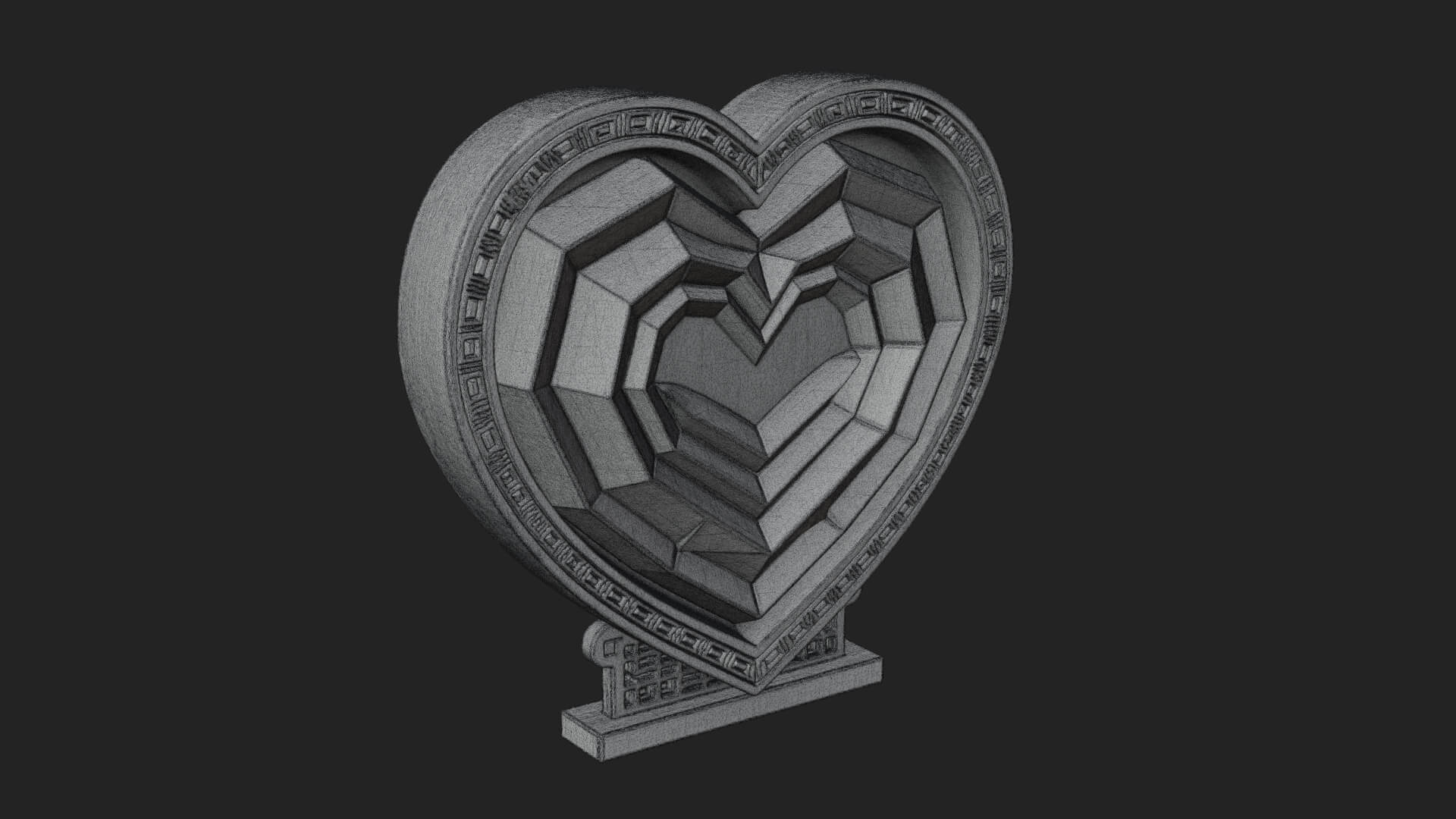 Ornate Framed Heart Plaque Design 249 3D Print Model 3D Model