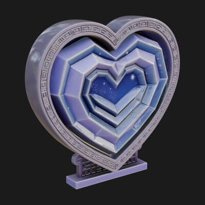 Ornate Framed Heart Plaque Design 249 3D Print Model