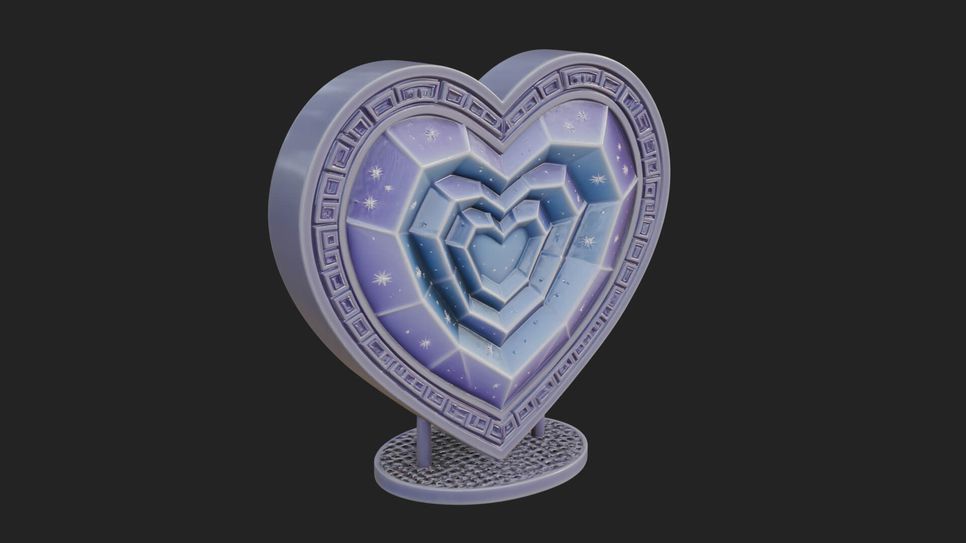 Ornate Framed Heart Plaque Design 250 3D Print Model 3D Model