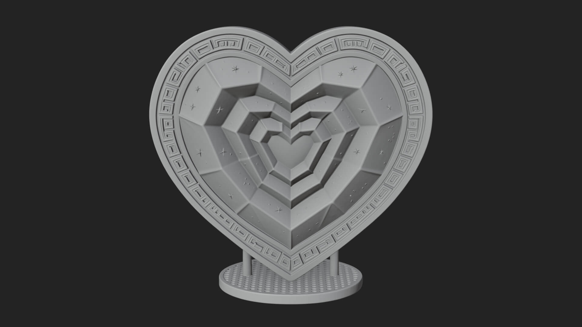 Ornate Framed Heart Plaque Design 250 3D Print Model 3D Model