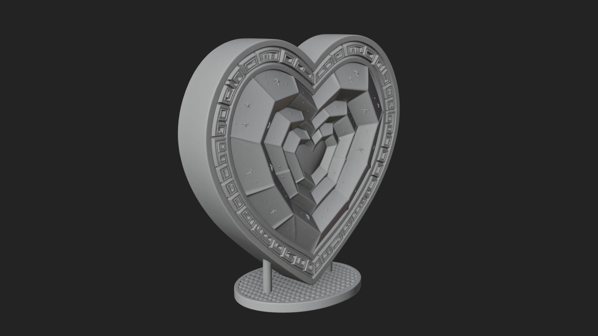 Ornate Framed Heart Plaque Design 250 3D Print Model 3D Model