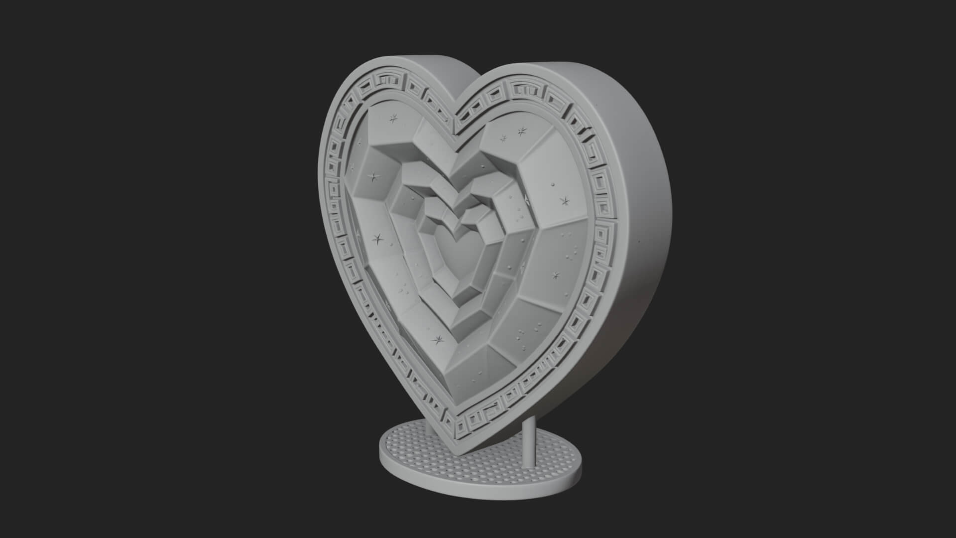 Ornate Framed Heart Plaque Design 250 3D Print Model 3D Model
