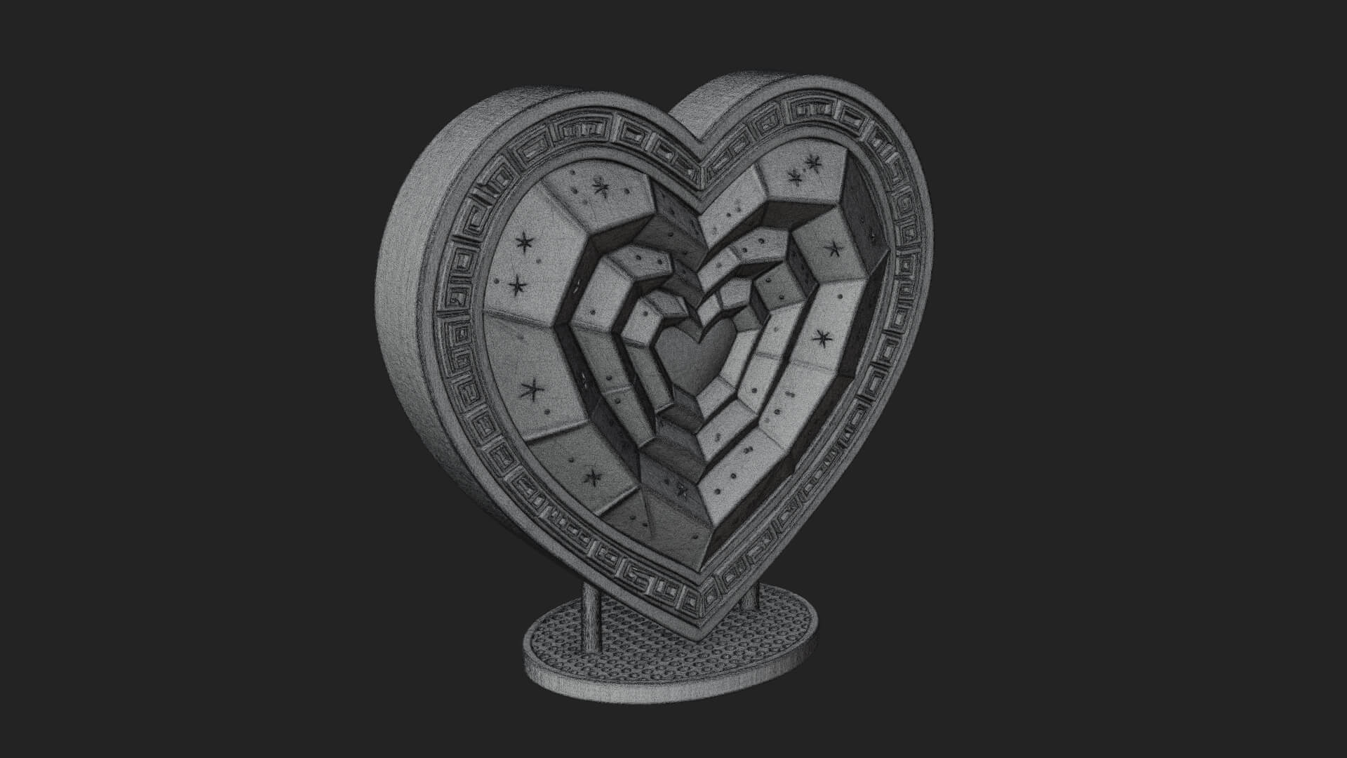 Ornate Framed Heart Plaque Design 250 3D Print Model 3D Model