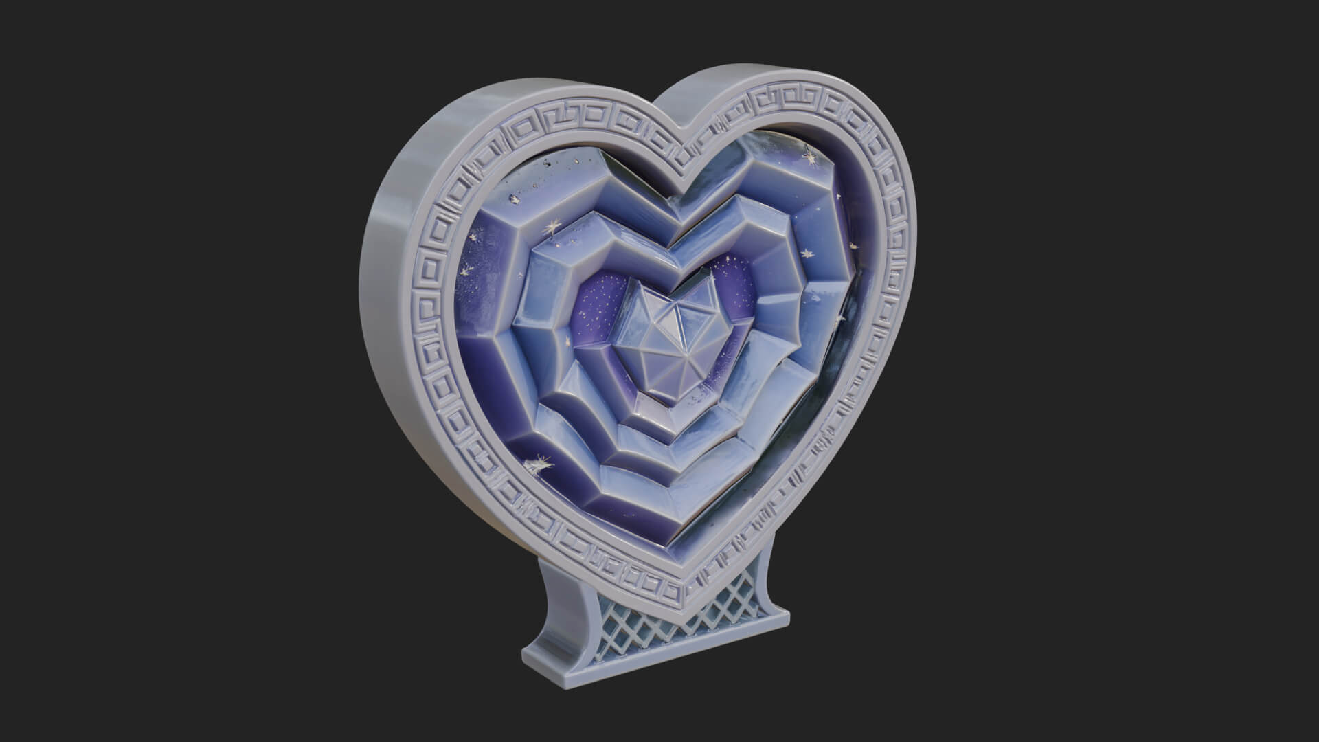 Ornate Framed Heart Plaque Design 251 3D Print Model 3D Model