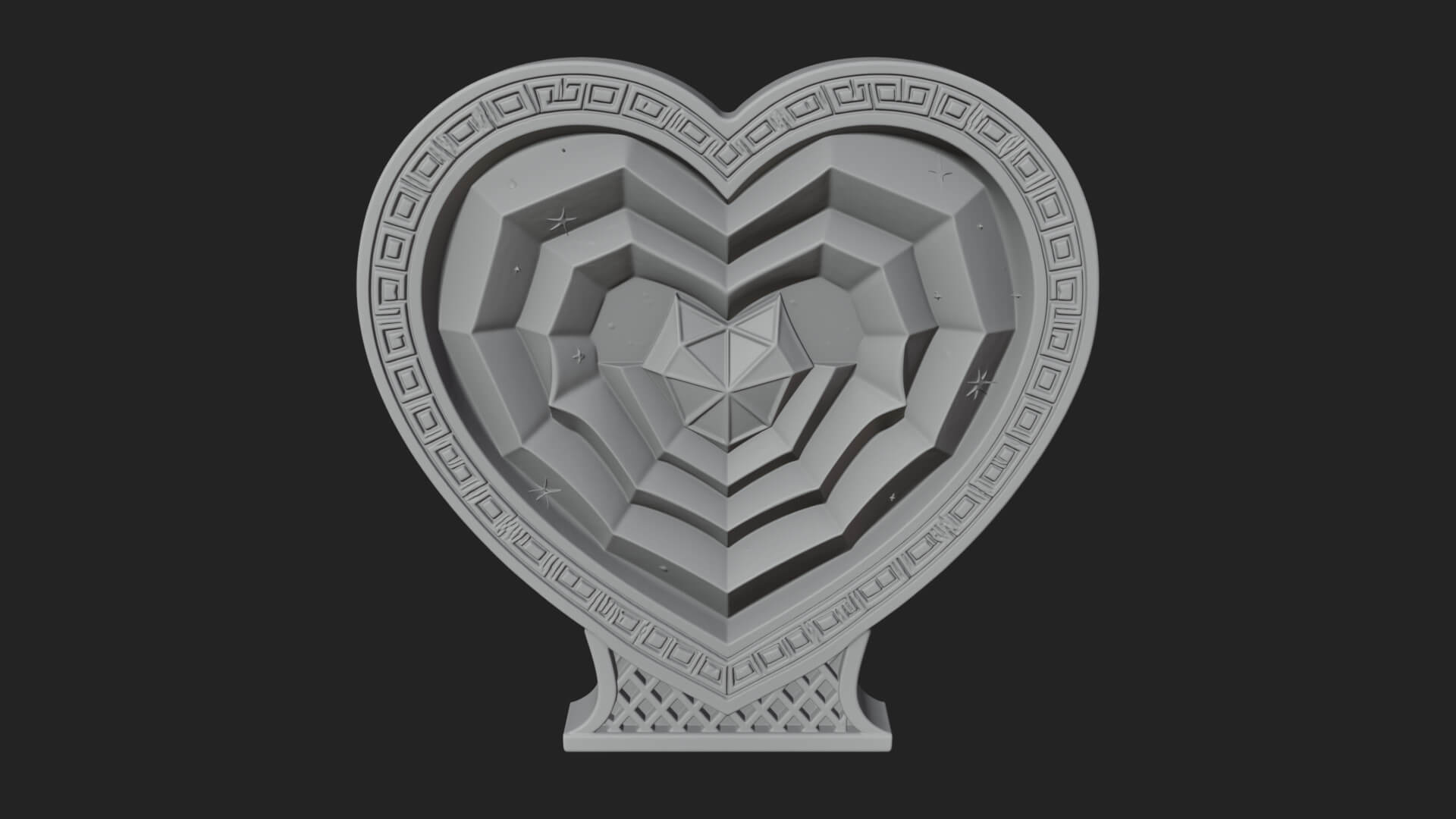 Ornate Framed Heart Plaque Design 251 3D Print Model 3D Model