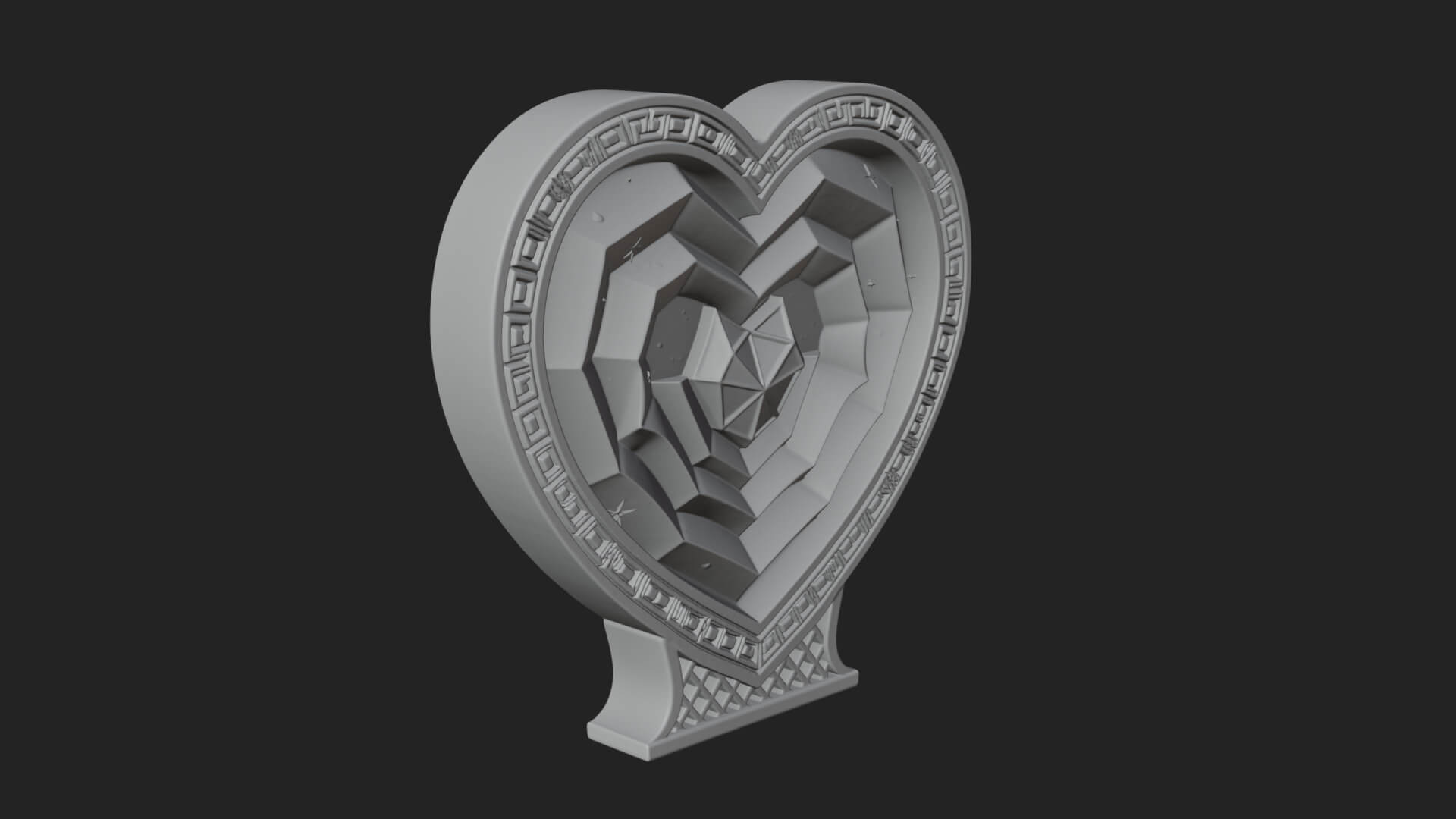 Ornate Framed Heart Plaque Design 251 3D Print Model 3D Model