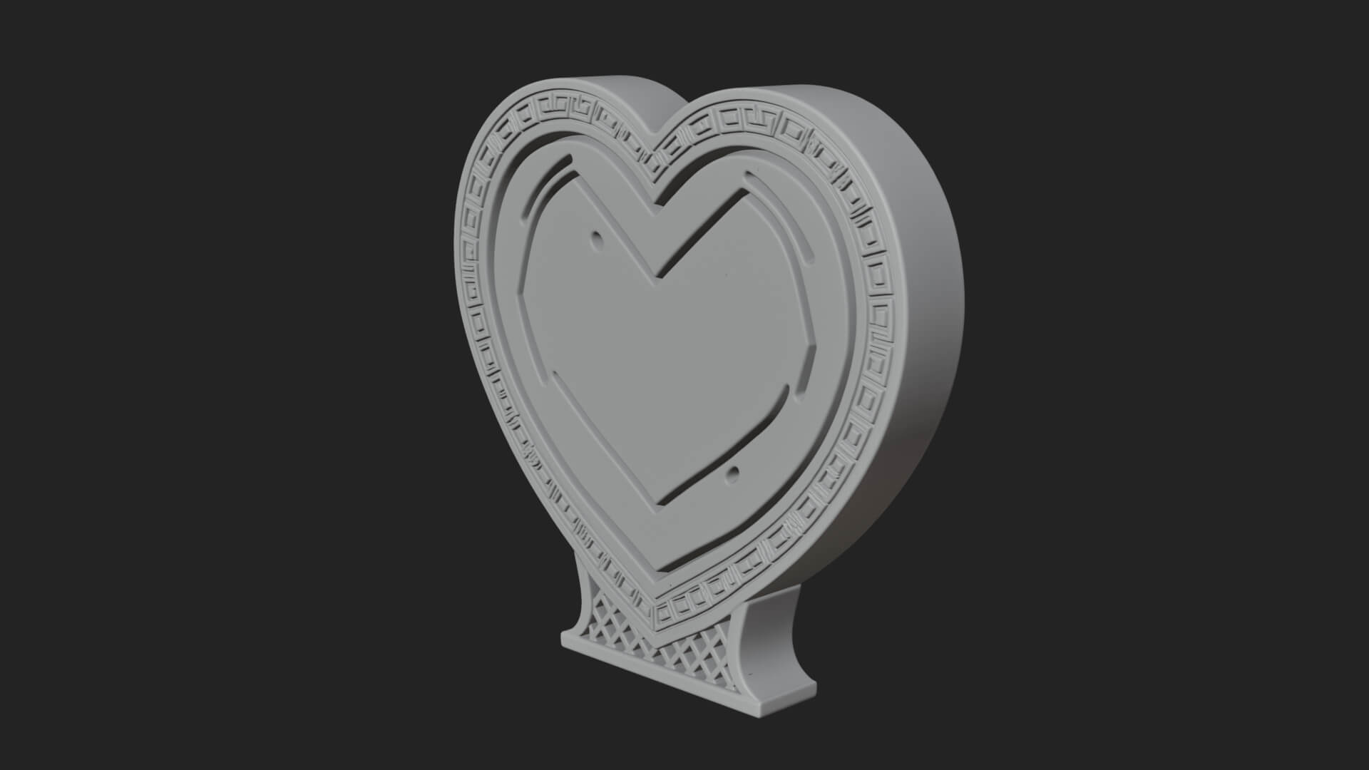 Ornate Framed Heart Plaque Design 251 3D Print Model 3D Model