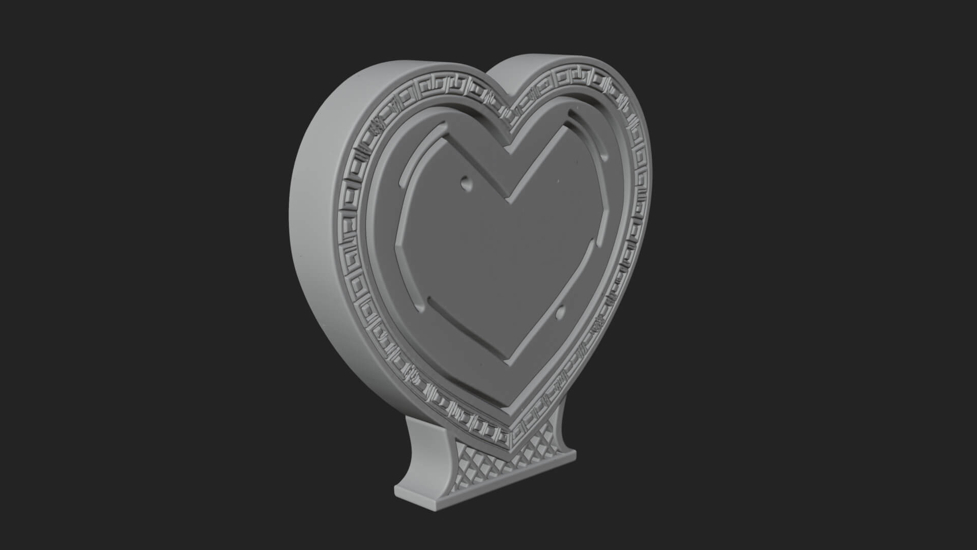 Ornate Framed Heart Plaque Design 251 3D Print Model 3D Model