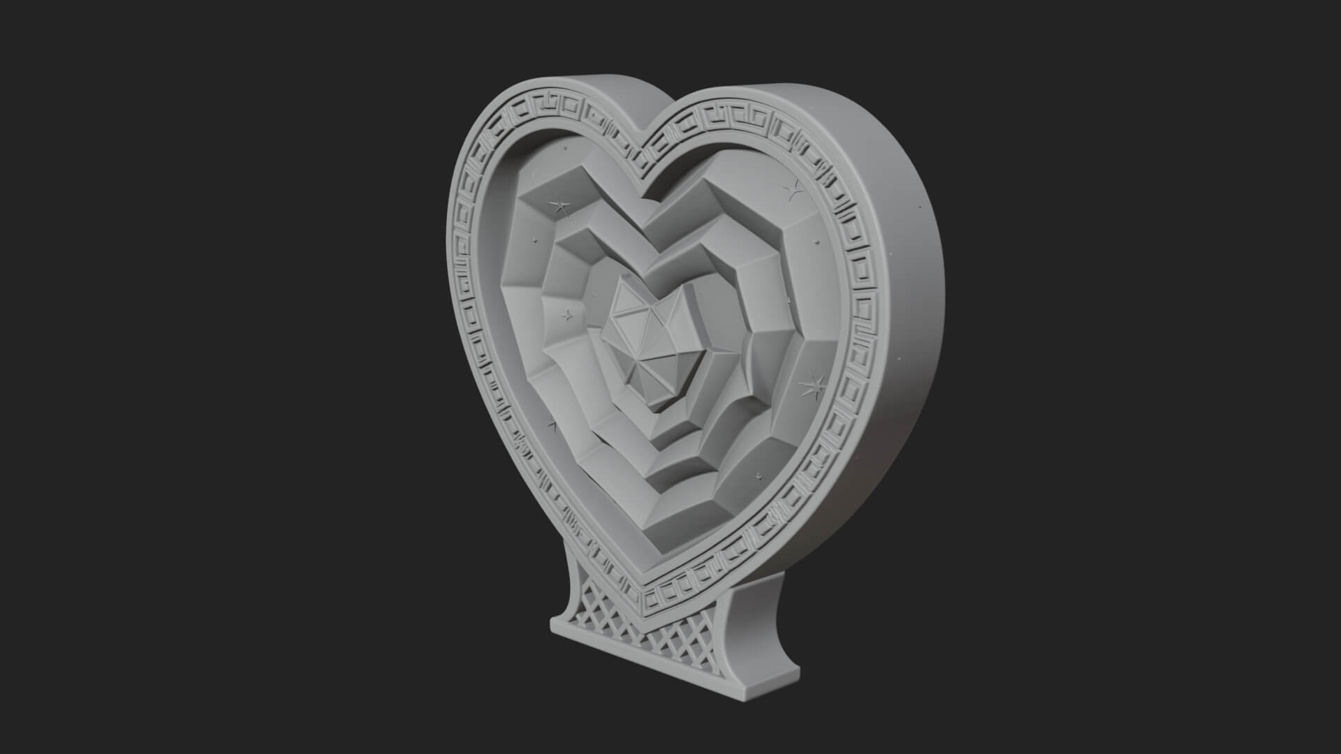 Ornate Framed Heart Plaque Design 251 3D Print Model 3D Model
