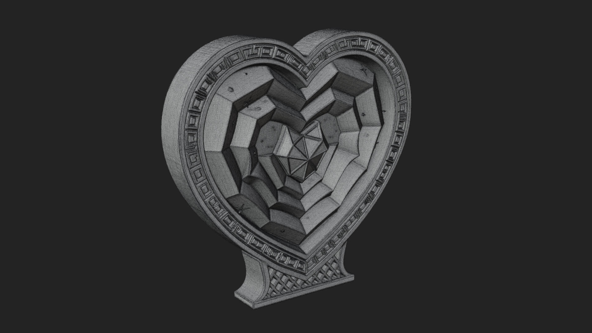 Ornate Framed Heart Plaque Design 251 3D Print Model 3D Model