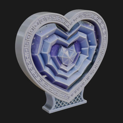Ornate Framed Heart Plaque Design 251 3D Print Model