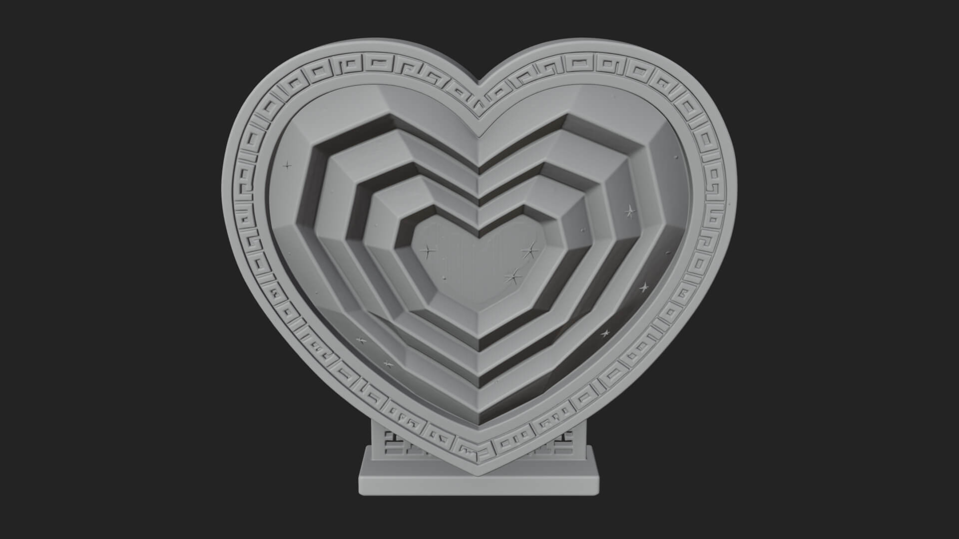 Ornate Framed Heart Plaque Design 252 3D Print Model 3D Model