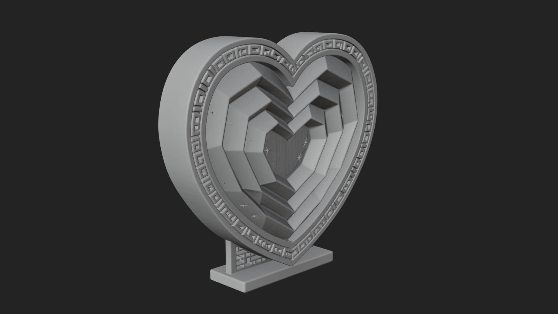 Ornate Framed Heart Plaque Design 252 3D Print Model 3D Model
