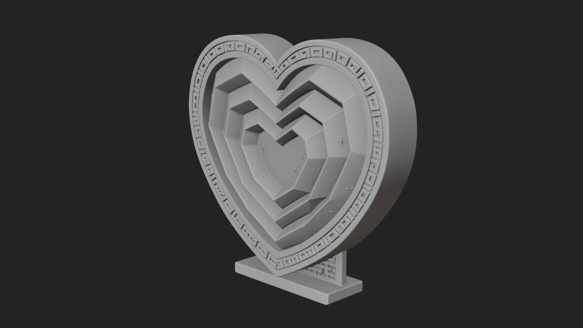 Ornate Framed Heart Plaque Design 252 3D Print Model 3D Model