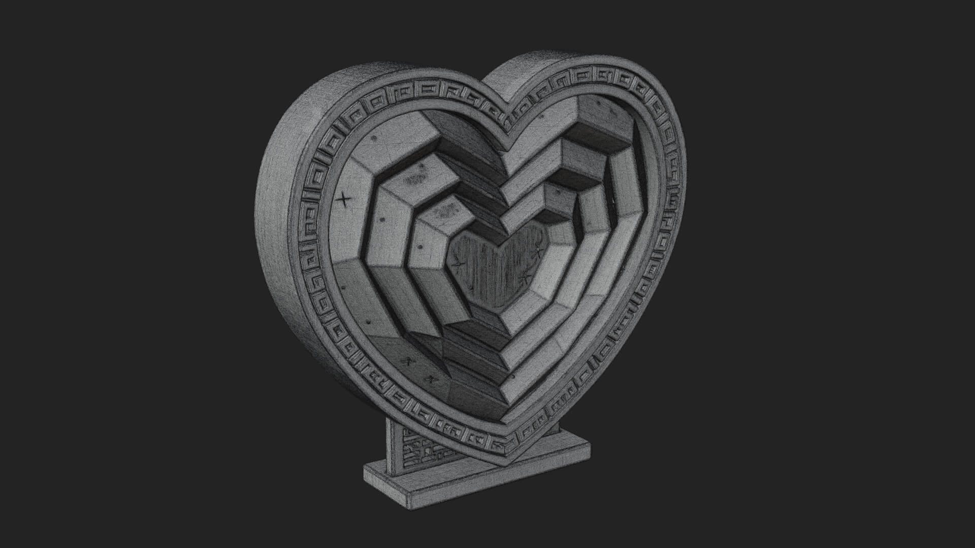 Ornate Framed Heart Plaque Design 252 3D Print Model 3D Model