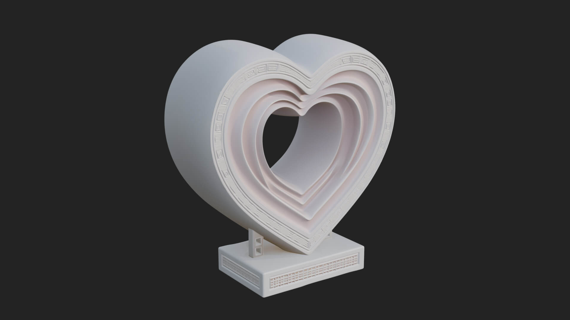 Ornate Framed Heart Plaque Design 253 3D Print Model 3D Model