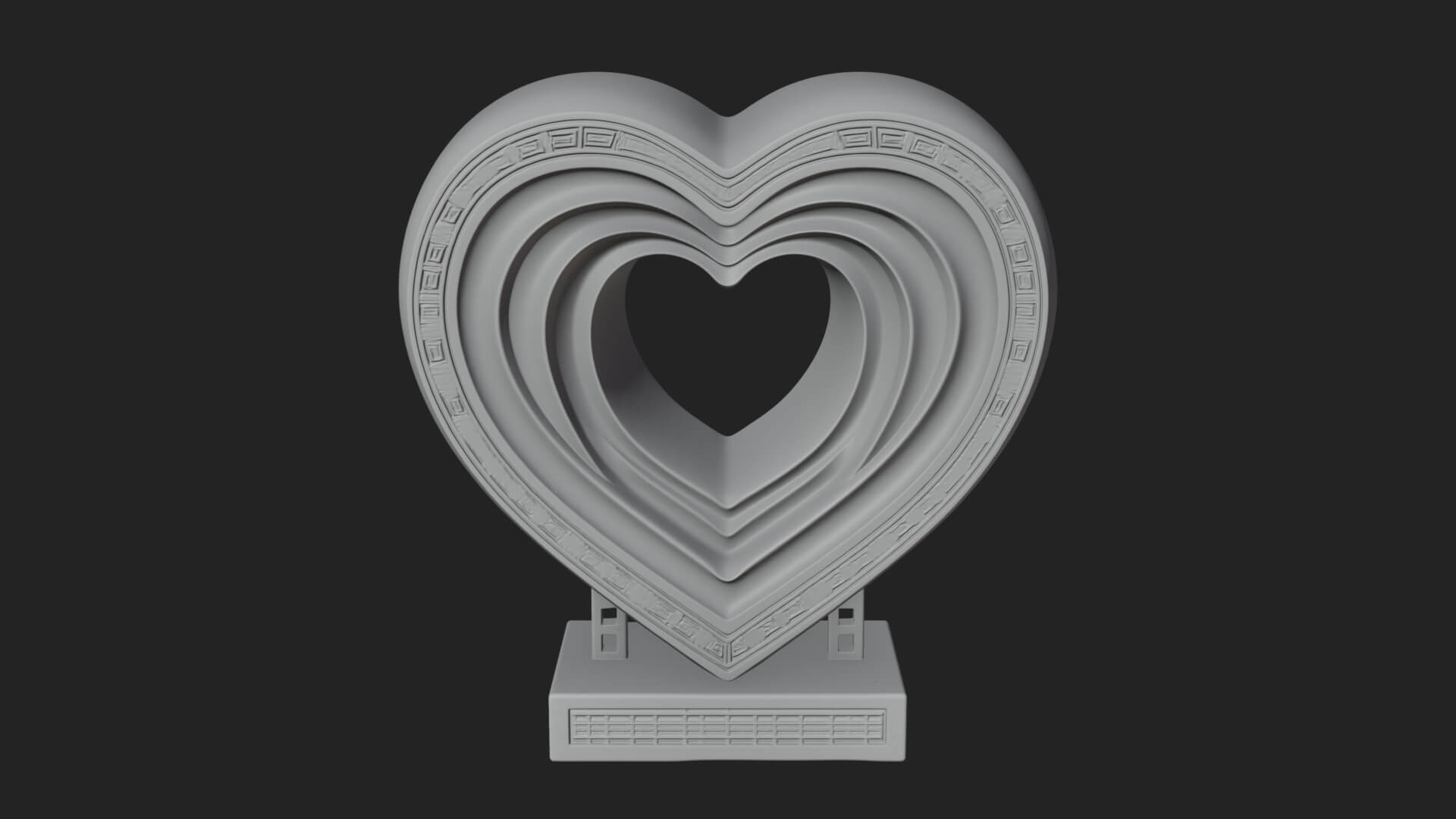 Ornate Framed Heart Plaque Design 253 3D Print Model 3D Model