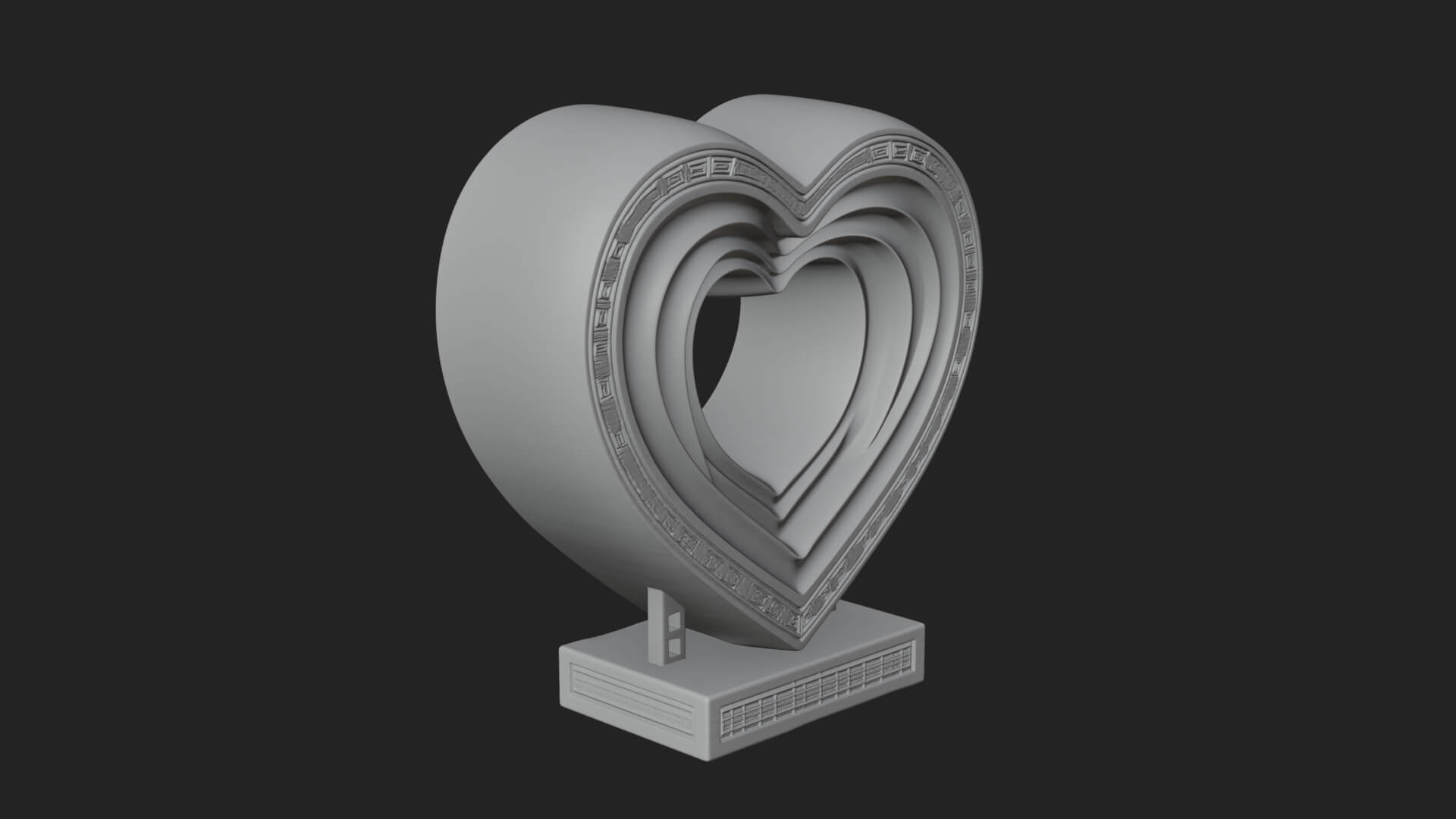 Ornate Framed Heart Plaque Design 253 3D Print Model 3D Model