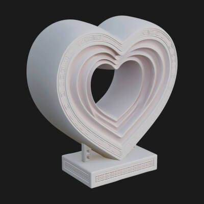Ornate Framed Heart Plaque Design 253 3D Print Model