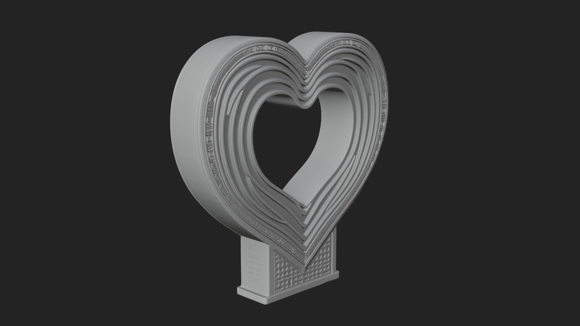 Ornate Framed Heart Plaque Design 254 3D Print Model 3D Model