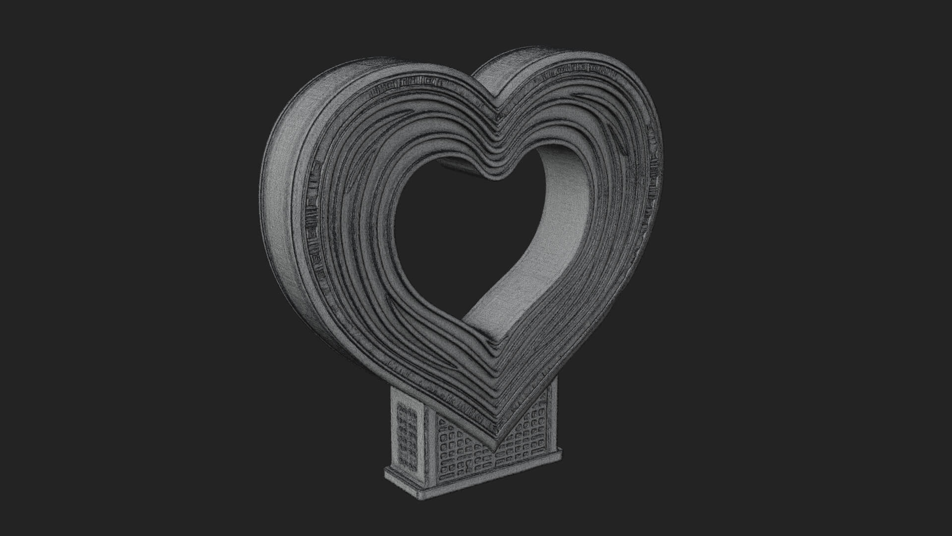 Ornate Framed Heart Plaque Design 254 3D Print Model 3D Model