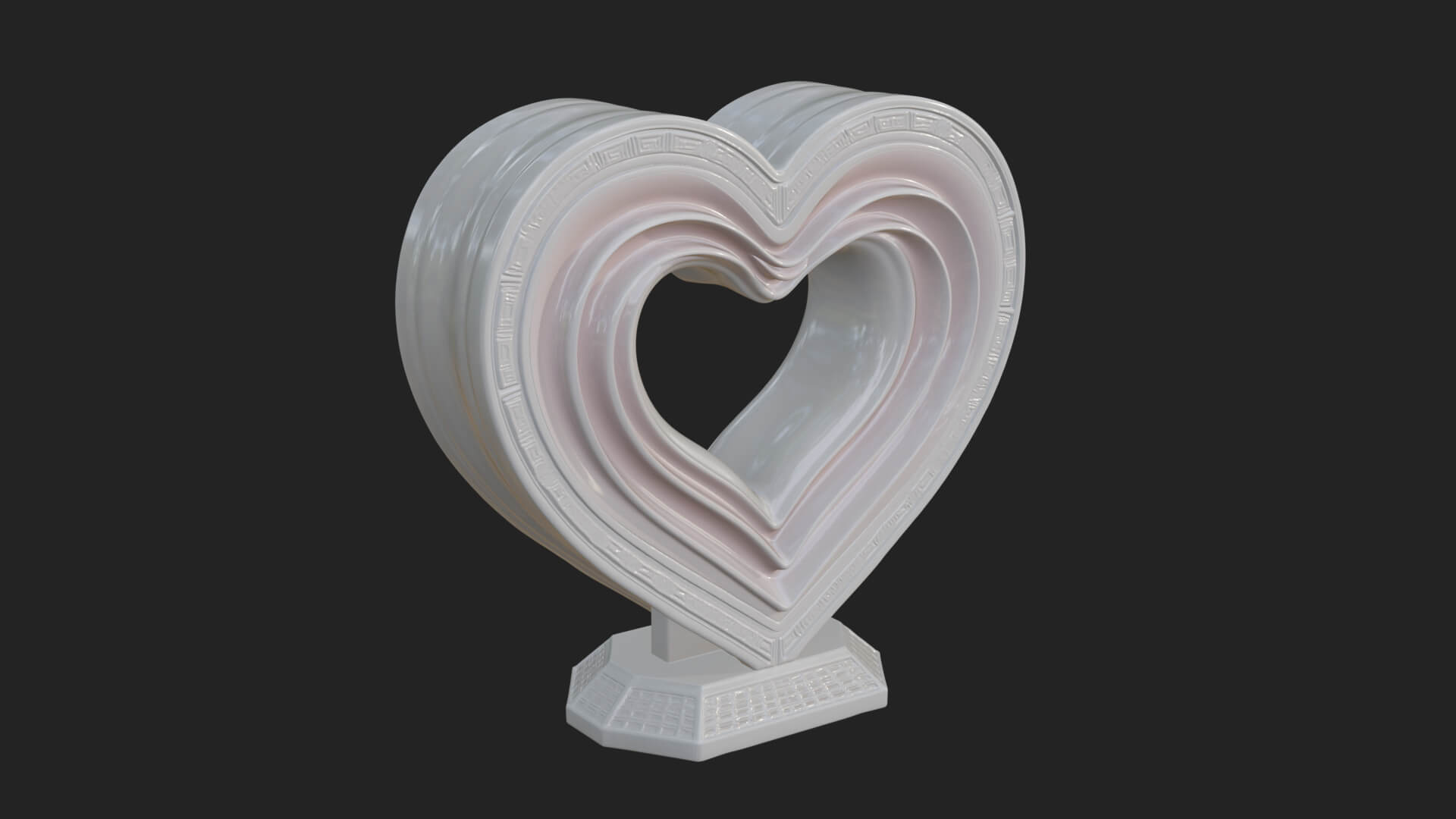 Ornate Framed Heart Plaque Design 255 3D Print Model 3D Model