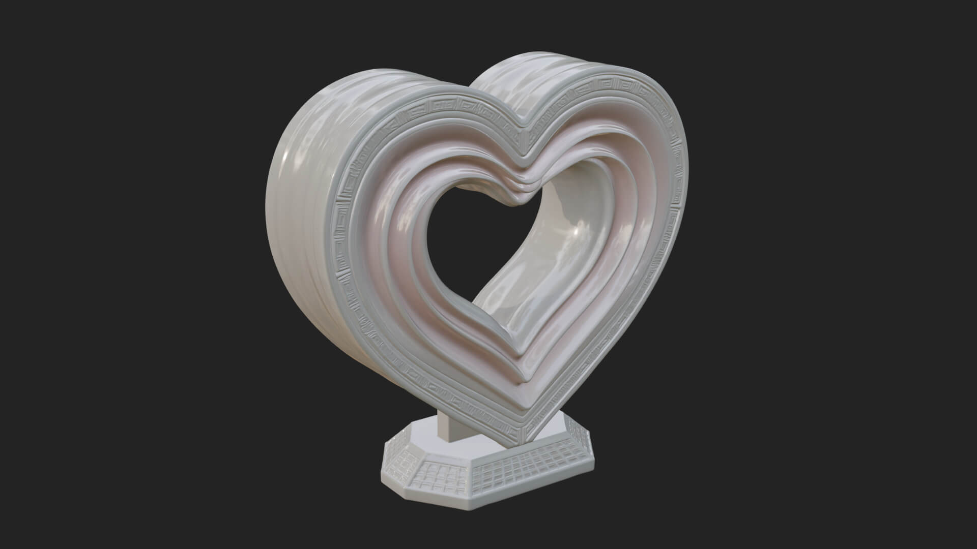 Ornate Framed Heart Plaque Design 255 3D Print Model 3D Model