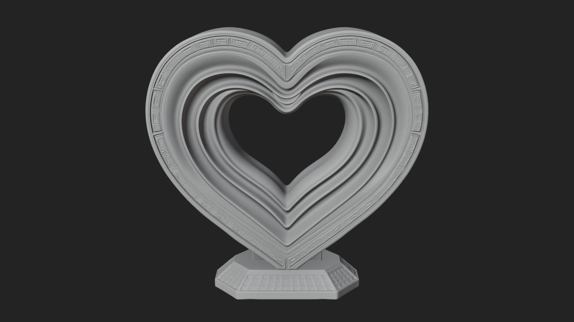 Ornate Framed Heart Plaque Design 255 3D Print Model 3D Model