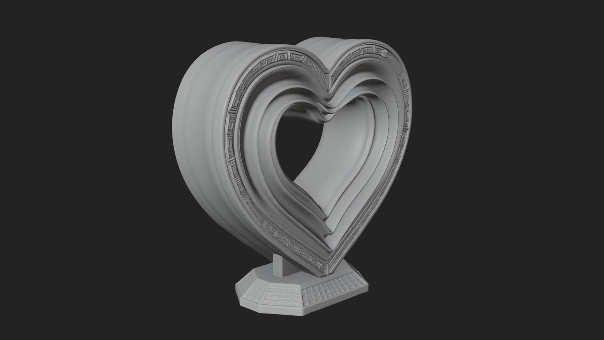 Ornate Framed Heart Plaque Design 255 3D Print Model 3D Model