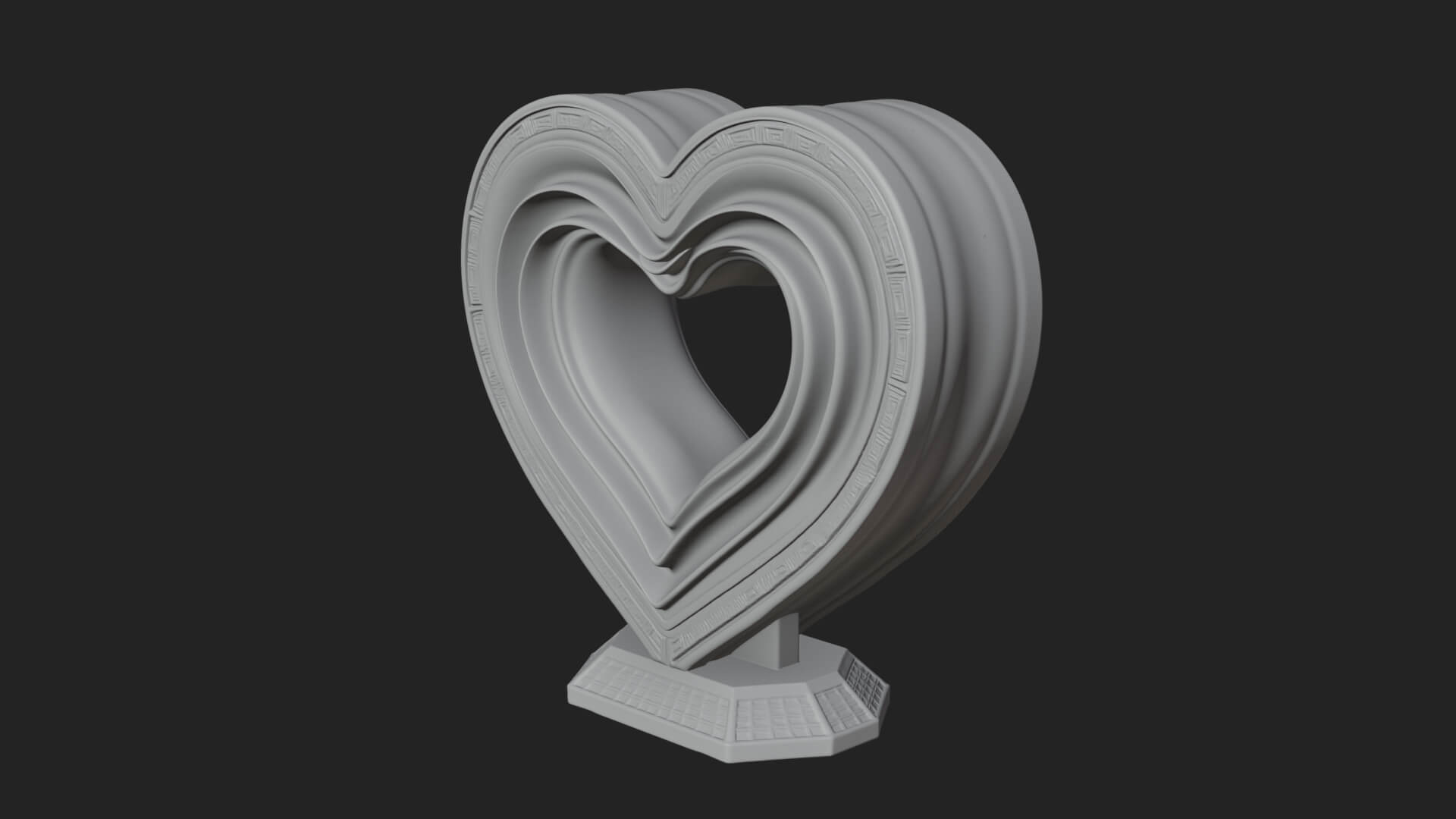 Ornate Framed Heart Plaque Design 255 3D Print Model 3D Model